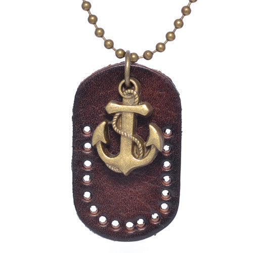 Men's Brass Anchor Necklace