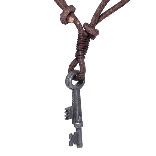 Men's Vintage Style Keys Leather Necklace