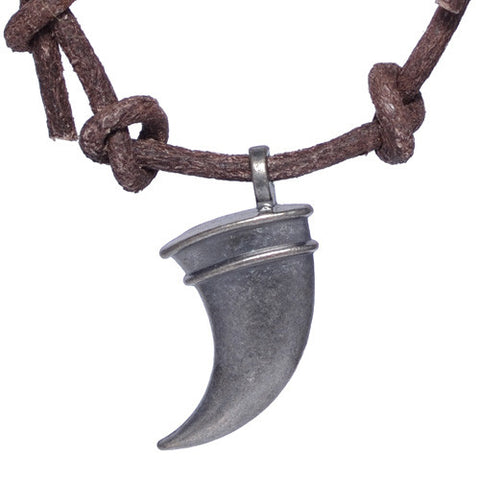 Men's Brass Horn Leather Necklace