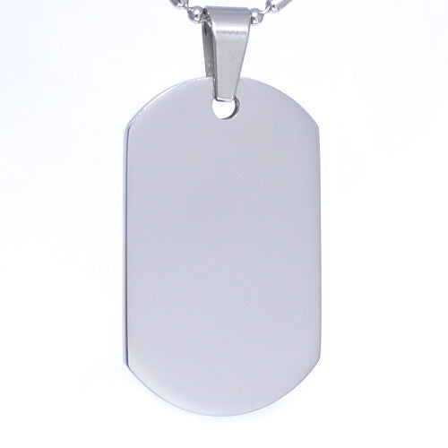 Polished Stainless Steel  Military Dog Tag Necklace