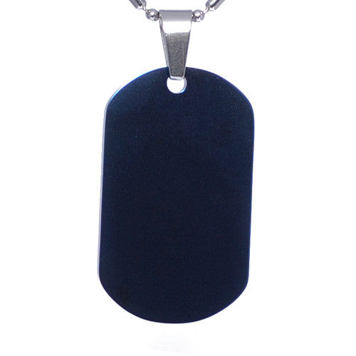 Blue Stainless Steel  Military Dog Tag Necklace