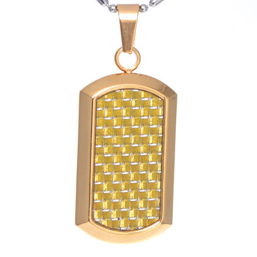Gold Carbon Fiber Dog Tag Pendant