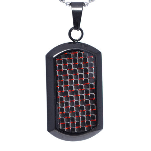 Red Carbon Fiber Dog Tag Pendant