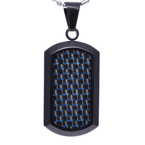 Blue Carbon Fiber Dog Tag Pendant