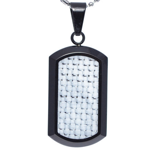 White Carbon Fiber Dog Tag Pendant