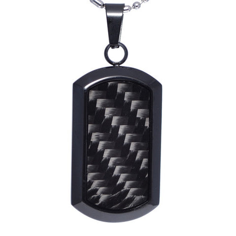 Black Carbon Fiber Dog Tag Pendant