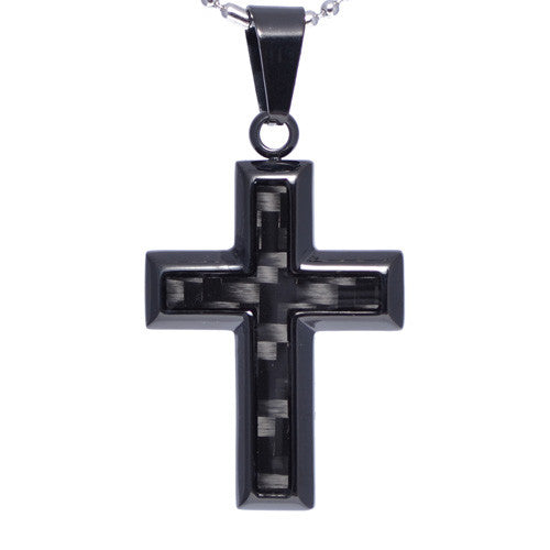 Men's Carbon Fiber Insert Cross Pendant