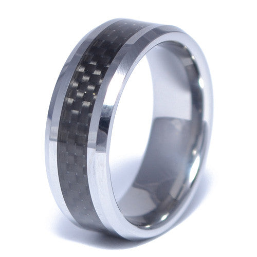 Men's Tungsten Alloy Carbon Fiber Inlay Ring