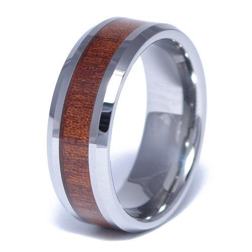 Men's Tungsten Alloy Wood Inlay Ring