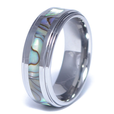 Men's Abalone Inlay Tungsten Alloy Ring