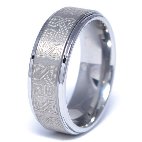 Men's Greek Pattern Tungsten Alloy Ring