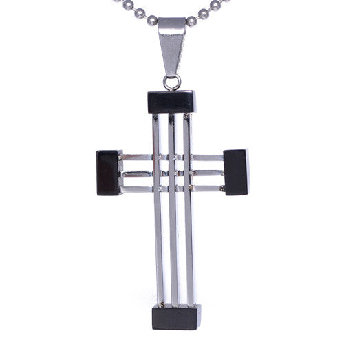 Stainless Steel Two-Tone Cross Pendant