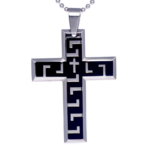 Men's Two-Tone Stainless Steel Cross Pendant