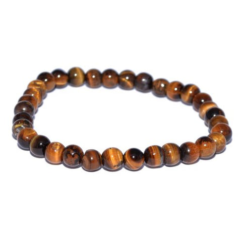 Mens Tigers Eye Beaded 8mm Elastic Bracelet